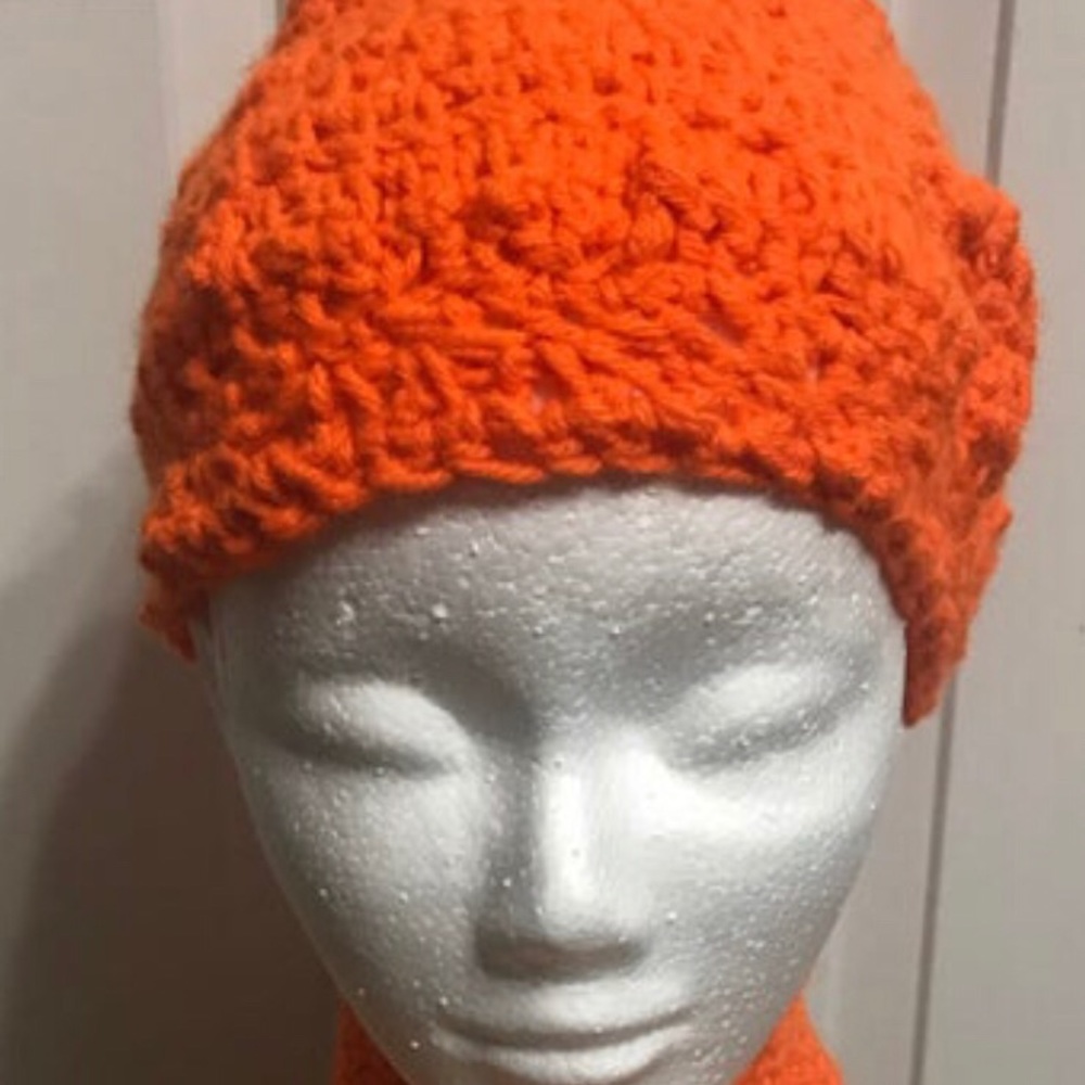 Crochet Hat and Dickie Set Orange